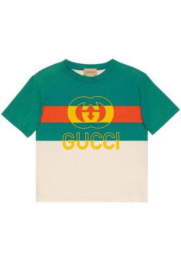 Gucci Kids Web Stripe print T-shirt - Grün