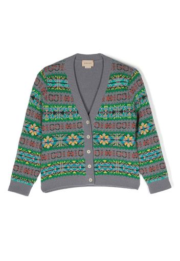 Gucci Kids logo-print knitted cardigan - Grau