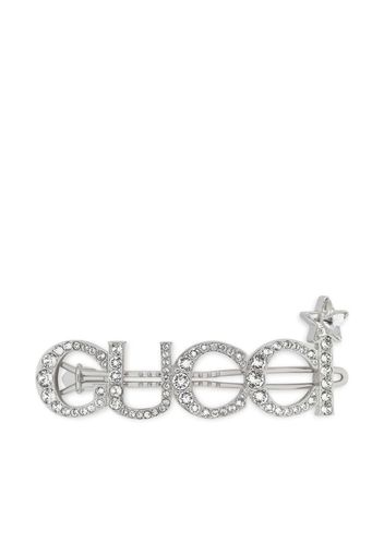 Gucci crystal-logo hair clip - Silber