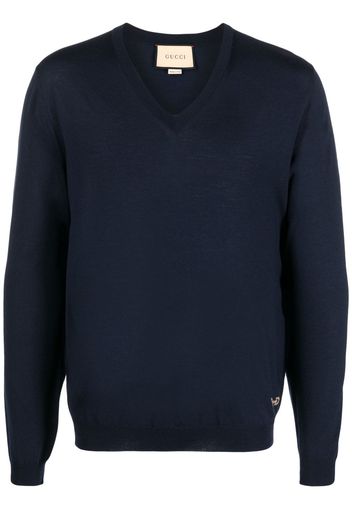 Gucci Pullover mit V-Ausschnitt - Blau