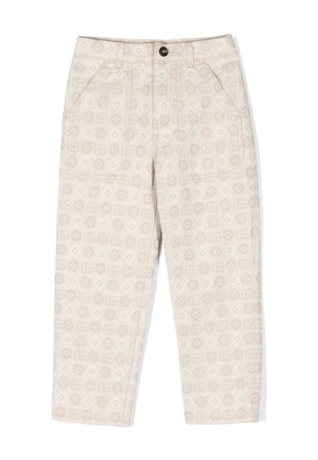 Gucci Kids logo-jacquard straight-leg jeans - Braun