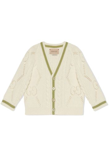 Gucci Kids Cardigan mit GG-Lochmuster - Weiß