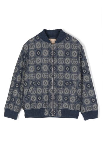 Gucci Kids monogram-jacquard denim bomber jacket - Blau