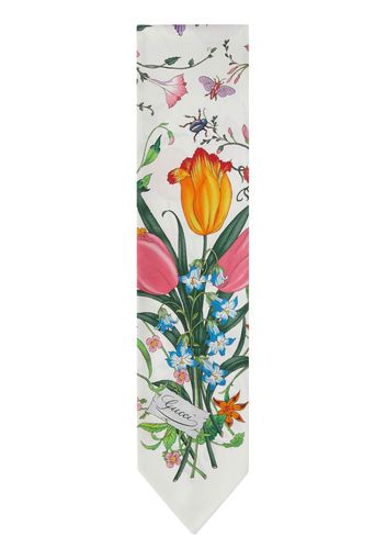 Gucci Seidenschal mit Blumen-Print - Weiß