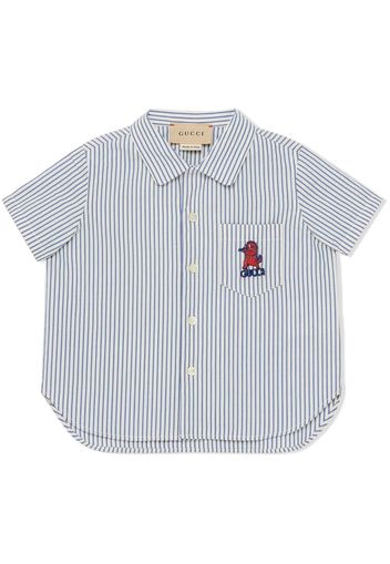 Gucci Kids motif-embroidered stripe-print shirt - Blau