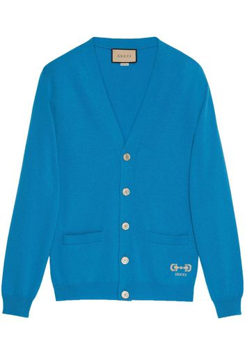 Gucci Cardigan aus Kaschmir mit Horsebit - Blau