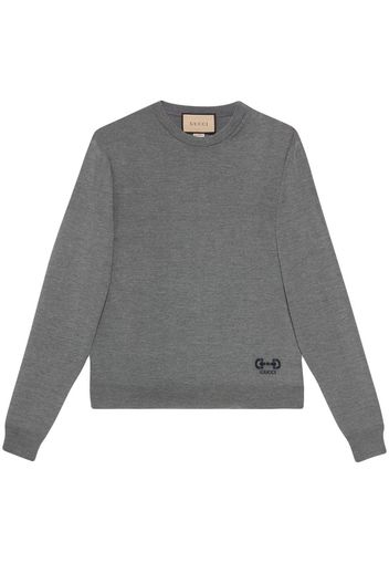 Gucci Kaschmirpullover mit Intarsien-Logo - Grau