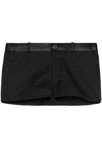 Gucci leather-trimmed monogram shorts - Schwarz