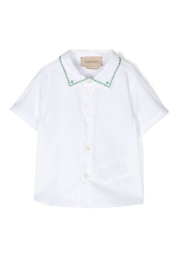 Gucci Kids embroidered-trim short-sleeve shirt - Weiß