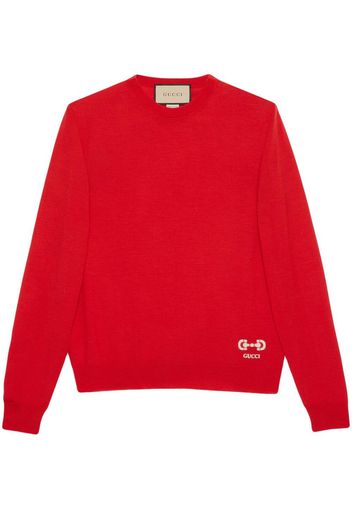 Gucci logo-knit crew-neck jumper - Rot