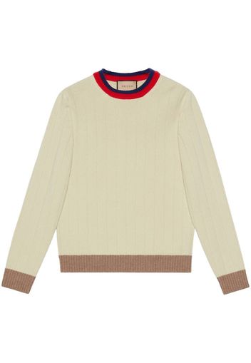 Gucci striped-edge ribbed jumper - Nude