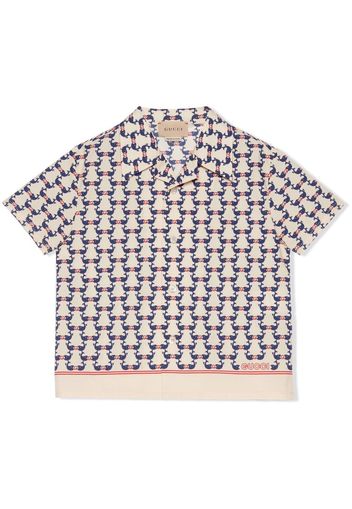 Gucci Kids Hemd mit Wale-Print - Weiß