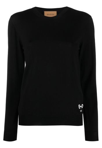 Gucci embroidered-logo crew-neck jumper - Schwarz