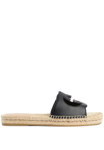 Gucci Interlocking G cut-out slides - Schwarz