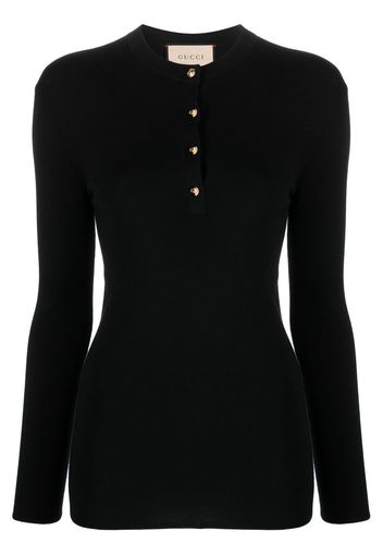 Gucci buttoned cashmere knitted top - Schwarz