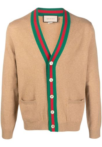 Gucci Web-stripe cashmere cardigan - Braun