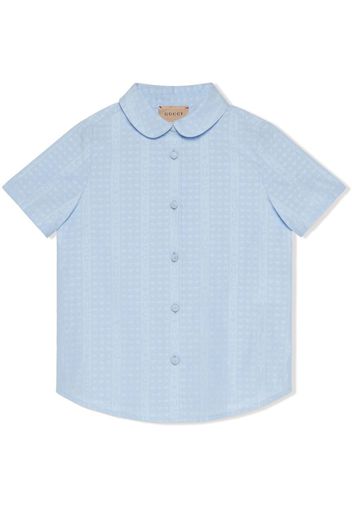 Gucci Kids Popeline-Hemd aus Logo-Jacquard - 4465 BLUE