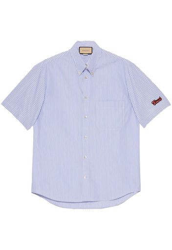 Gucci logo-embroidered stripe-print shirt - Blau