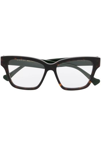 Gucci Eyewear logo-plaque square-frame glasses - Braun