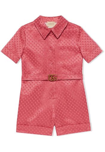 Gucci Kids Pink Checked Sailor Collar Playsuit - Rot