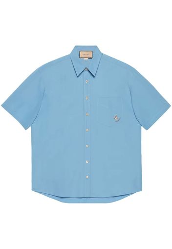 Gucci embroidered logo short-sleeve shirt - Blau