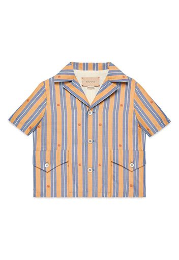 Gucci Kids embroidered-logo striped shirt - Orange