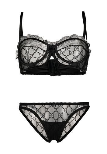 Gucci GG embroidered lingerie set - Schwarz