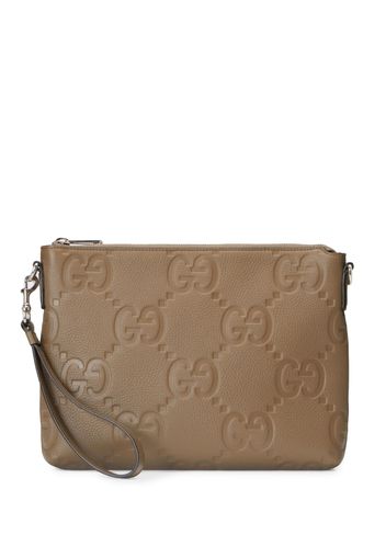 Gucci Jumbo GG embossed leather clutch bag - Nude