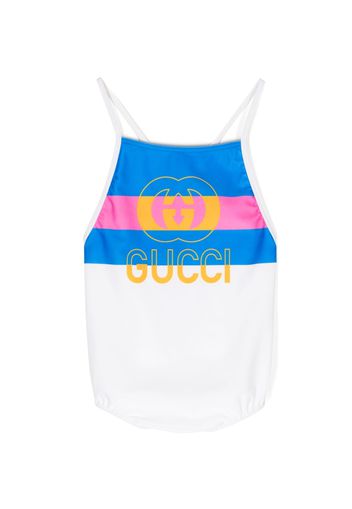 Gucci Kids GG-print striped swimsuit - Weiß