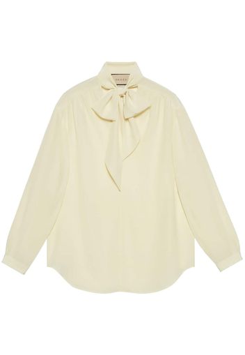 Gucci neck bow silk blouse - Weiß