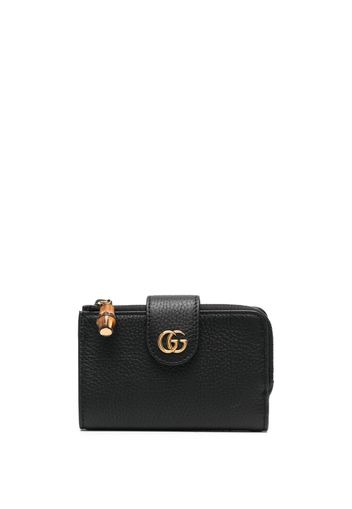 Gucci logo-plaque grained-leather wallet - Schwarz