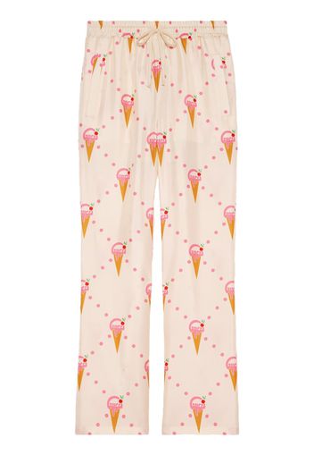 Gucci ice-cream-print silk trousers - Nude