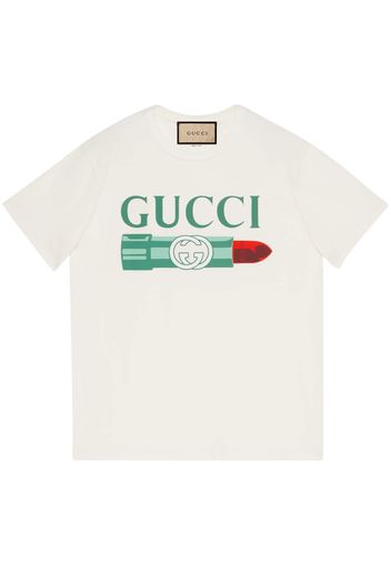 Gucci lipstick-print cotton T-shirt - Weiß