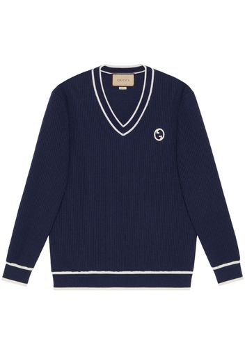 Gucci logo-patch cotton-wool sweatshirt - Blau