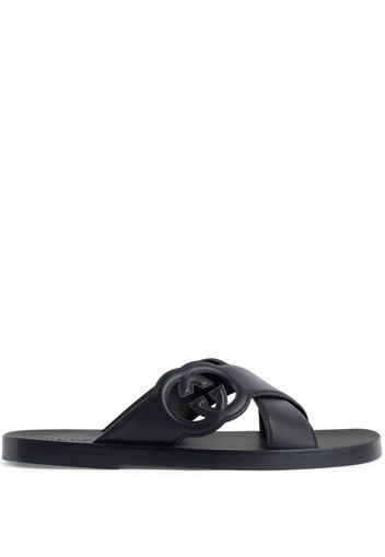 Gucci GG-motif leather slippers - Schwarz