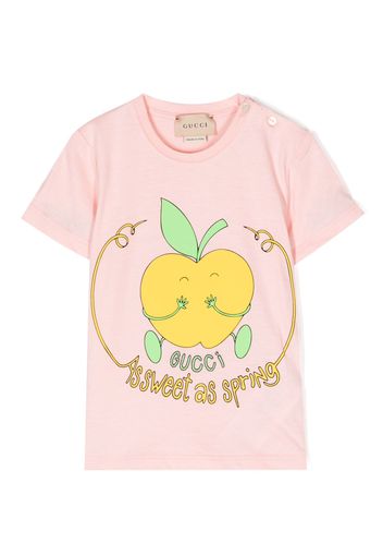 Gucci Kids 'As sweet as Spring' logo-detail T-shirt - Rosa