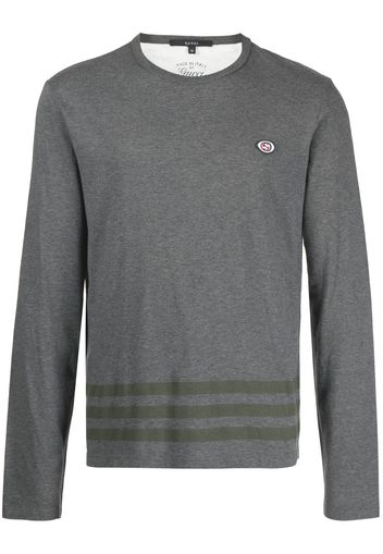 Gucci Langarmshirt mit Logo-Stickerei - Grau