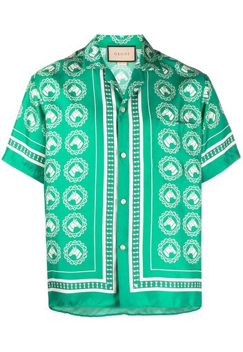 Gucci graphic-print silk shirt - Grün