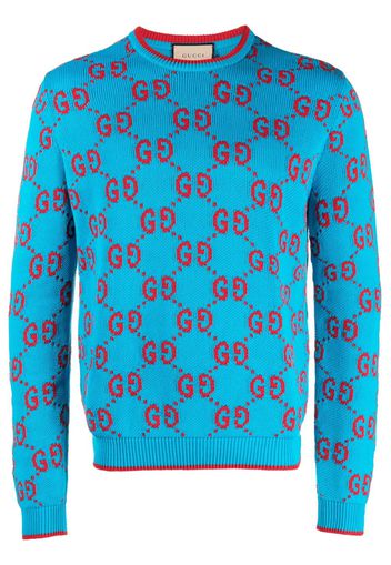 Gucci GG intarsia-knit cotton jumper - Blau