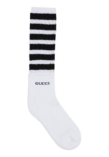 Gucci Gestreifte Socken mit Logo-Intarsie - Weiß