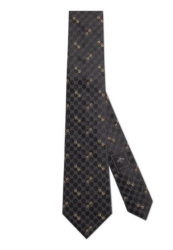 Gucci monogram-pattern silk tie - Schwarz