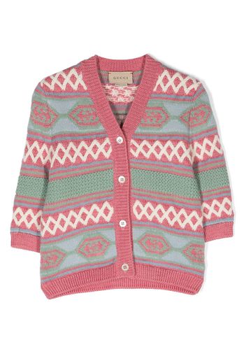 Gucci Kids intarsia-knit wool cardigan - Rosa