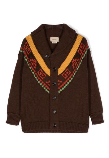 Gucci Kids patterned intarsia-knit wool cardigan - Braun