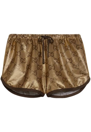 Gucci metallic monogram drawstring shorts - Gold