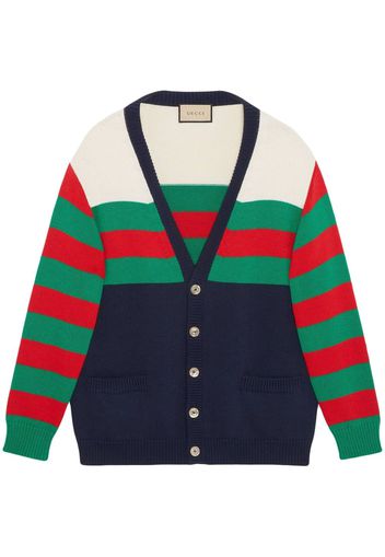 Gucci stripe-print V-neck cardigan - Blau