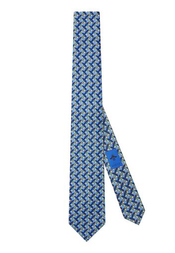 Gucci Interlocking G belt-print tie - Blau