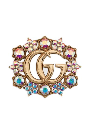 Gucci Double G crystal-embellished brooch - Gold