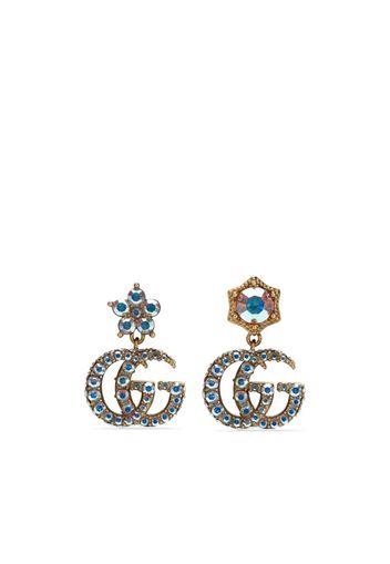 Gucci Double G pendant crystal earrings - Gold