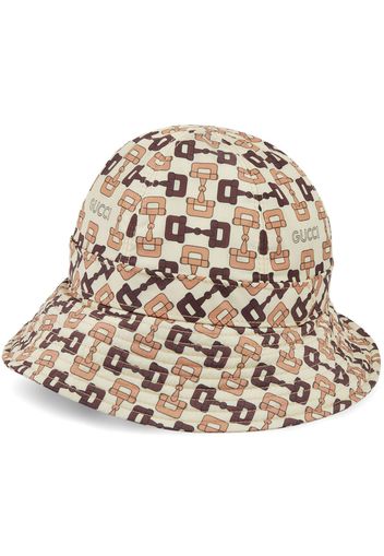 Gucci Horsebit-print bucket hat - Nude