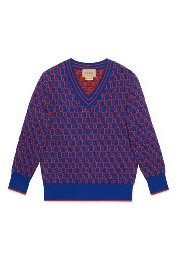 Gucci Kids Intarsien-Pullover mit Square G - Blau